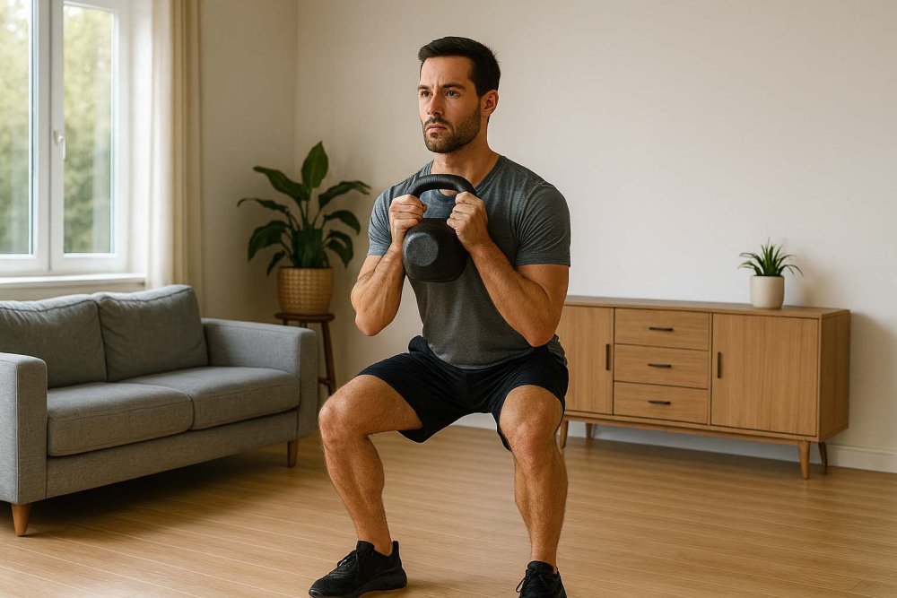 dřep s kettlebellem