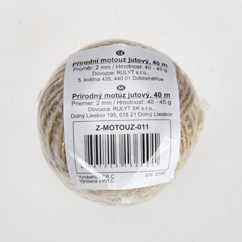 Přírodní motouz jutový, délka 40 m, průměr 2 mm