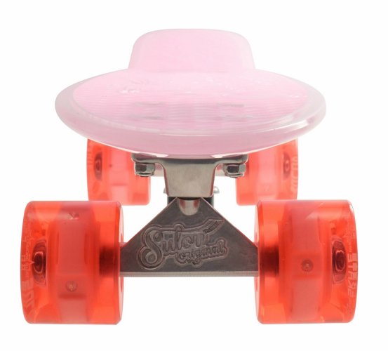 Penny board 22" BURN RIDER růžový fosforeskující, blikající kolečka