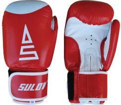 Box rukavice SULOV® kožené, červeno-bílé