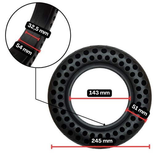 Pneumatika plná na koloběžku 10x2, bezdušová