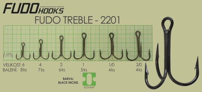 Rybářský háček Fudo Hooks Treble vel. 6(bal.8ks)
