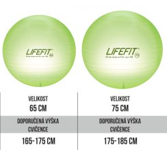 Gymnastický míč LIFEFIT® TRANSPARENT 65 cm, sv. zelený