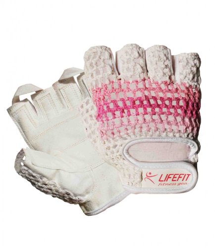 Fitness rukavice LIFEFIT® KNIT, růžovo-bílé