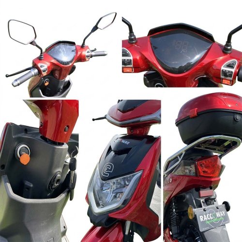 Elektroskútr RACCEWAY® E-FICHTL®, červený-lesklý s baterií 20Ah