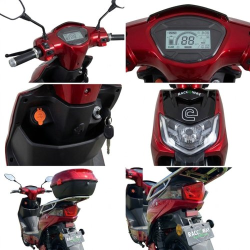 Elektroskútr RACCEWAY® E-FICHTL®, červený-lesklý s baterií 20Ah
