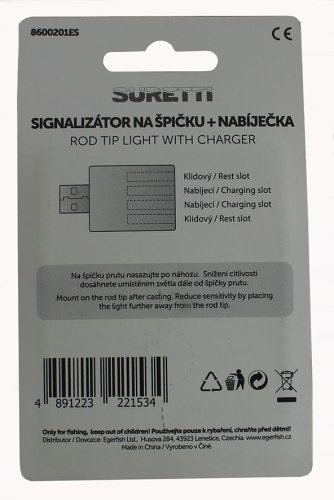 Signalizátor Suretti® s baterií na špičku prutu + USB dobíječka