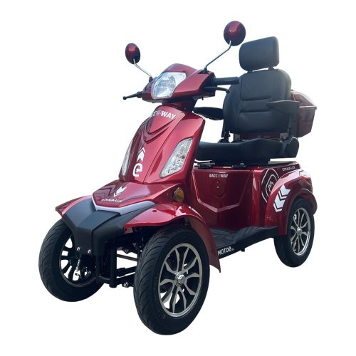 Elektrický čtyřkolový vozík RACCEWAY® STRADA LUX, červený