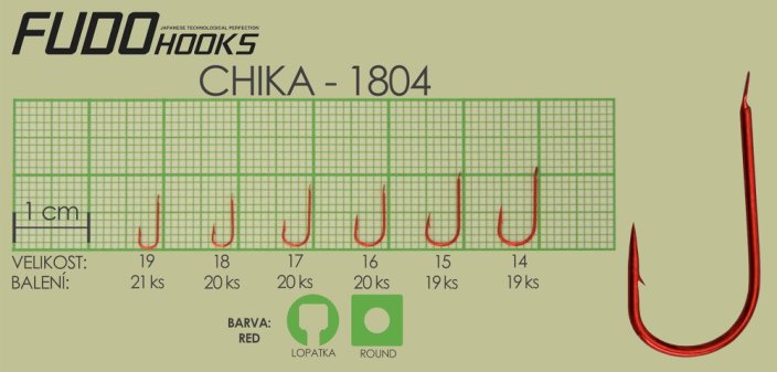 Rybářský háček Fudo Hooks Chika vel. 14(bal.19ks)