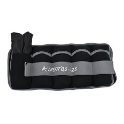 Neoprenová zátěž LIFEFIT® kotník/zápěstí S2 2x0,5-2,5kg, nastavitelná, černá