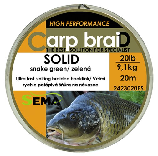 Pletená šňůra Sema Solid 10 m 30 lbs / 13,6 kg