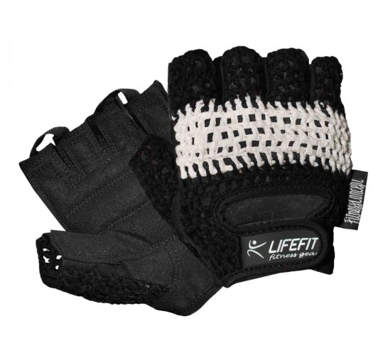 Fitness rukavice LIFEFIT® KNIT, černo-bílé