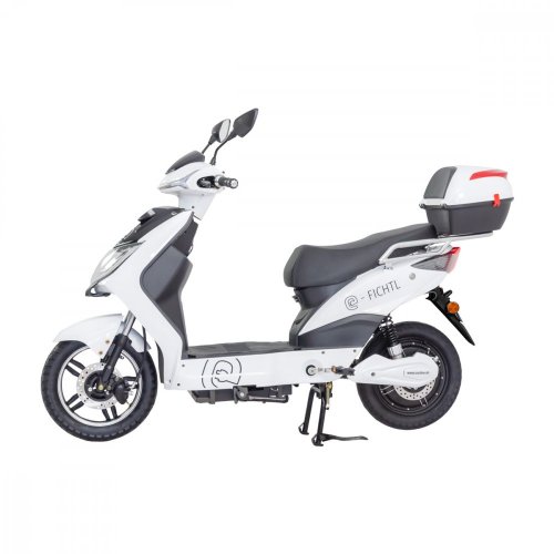 Elektroskútr RACCEWAY® E-FICHTL®, bílý-lesklý s baterií 12Ah