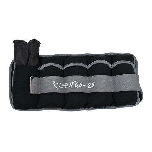 Neoprenová zátěž LIFEFIT® kotník/zápěstí S2 2x0,5-2,5kg, nastavitelná, černá