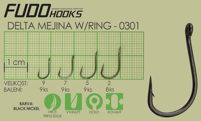 Rybářský háček Fudo Hooks Delta Mejina Ring v.5(bal.9ks)