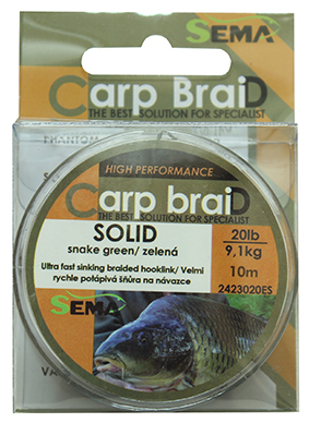 Pletená šňůra Sema Solid 10 m 20 lbs / 9,1 kg