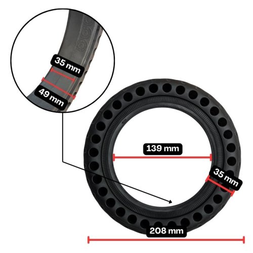 Pneumatika plná na koloběžku 8,5x2, bezdušová