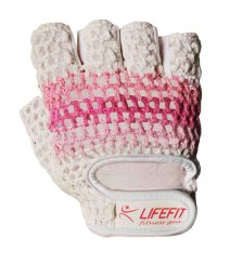 Fitness rukavice LIFEFIT® KNIT, růžovo-bílé