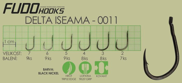 Rybářský háček Fudo Hooks Delta Iseama vel. 3(bal.8ks)