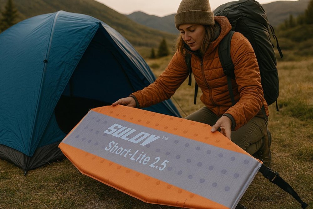 karimatka sulov vkládaná do stanu turistkou