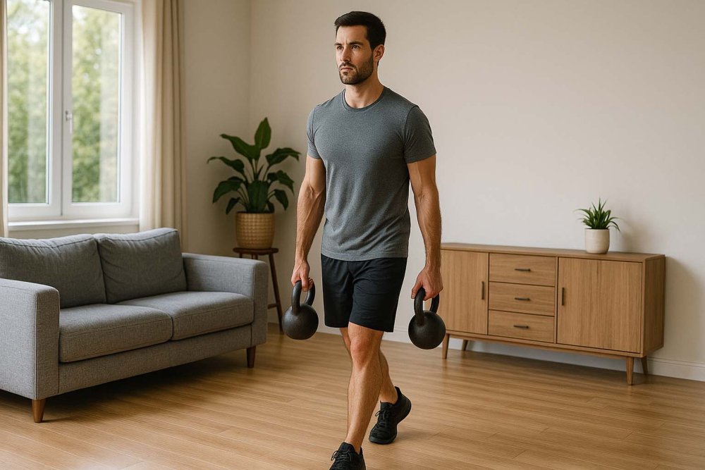 farmářská chůze s kettlebellem